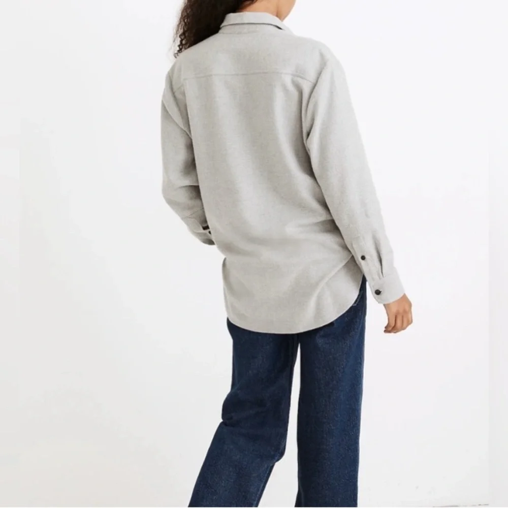 MADEWELL‎ Light Gray Flannel Flap-Pocket Oversized Ex-Boyfriend Shirt Size Small - Picture 8 of 11